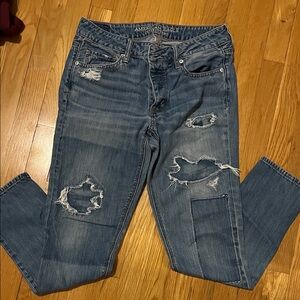 American Eagle Outfitters Women's Ripped Blue Boyfriend Jeans